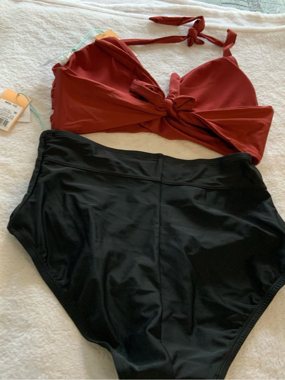 Burgundy Top with Black High-Waist Bottoms nwt size medium sku 3264